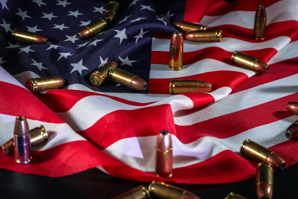 Bullets on an American flag